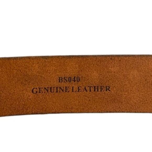 Swanky Belts Gold Cross Buckle Boho Western Leather Belt Size 32 Brown 32-38 USA